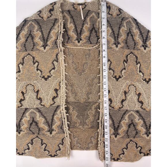 Free People Neutral Wave Pattern Open Knit Cardigan Sweater - Picture 8 of 8